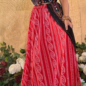 Red & White Lehenga Choli Set