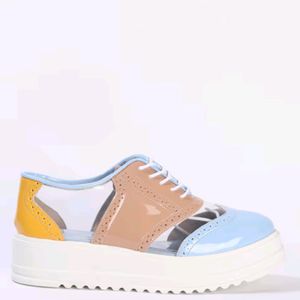 Catwalk Blue Dual-toned Cut-out Sneakers