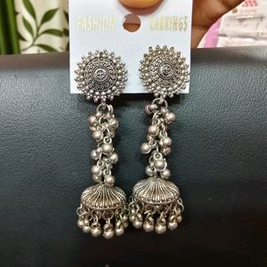 Silver Jhumka & Nose pin Combo