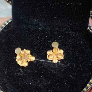 2 Pure Gold Noise Flower Pins