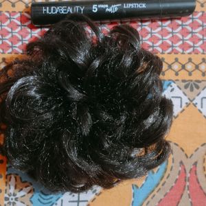 Hair Bun With HudaBeauty 5 Step Lipstick