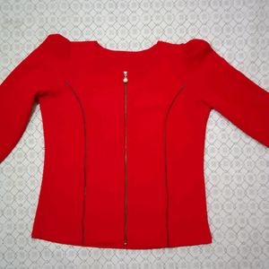 Red Front Zip Top