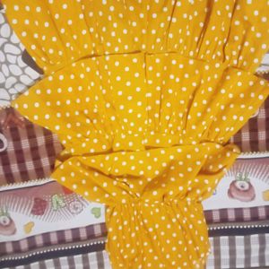 Mustard Colour Frilled Frock For girls