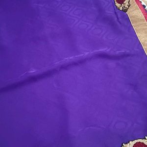 Beautiful Violet Colour Saree With Blouse 🤩