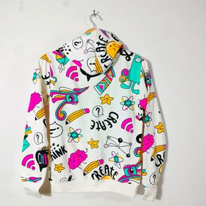 White Printed Hoodie (Women's)