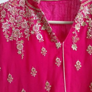 Ethnic Worked Pink Gown With Dupatta