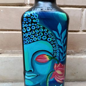 Hand-painted Buddha Painting On Glass Bottle