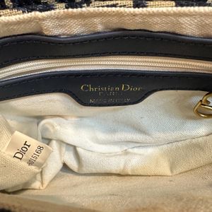 Dior Navy Blue Oblique Canvas and Leather Saddle B