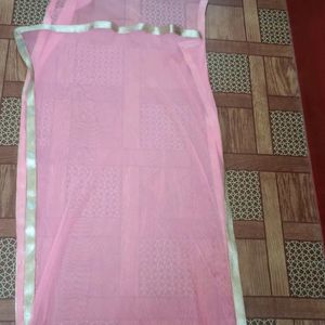 50% Offer Large Gown With Dupatta,Pink Color