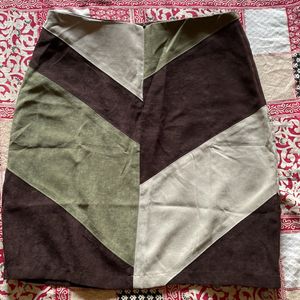 NEW Colour Block Suede Skirt