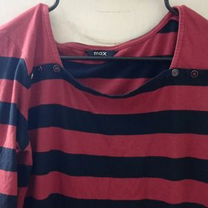 Max Black and Red  Striped Top