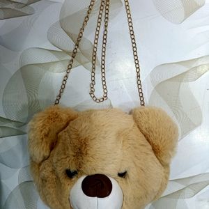 Teddy Bear Face Fluffy Faux Fur Crossbody Bag