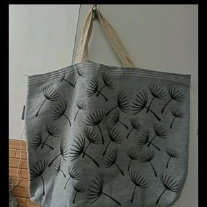 Tote Spacious Hand Bag Black And Grey Colour