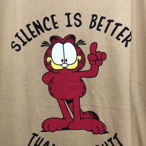 Garfield Quote Khaki Colour Oversized Tshirt