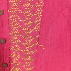 Rose Pink Embroidered Casual Kurta (Women)