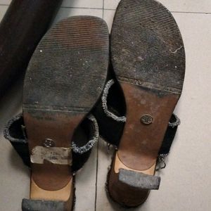 Heavily Used Denim Heels