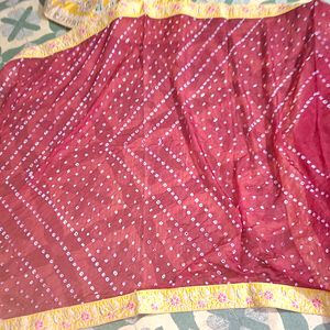 Yellow Lahenga With Maroon Duppta