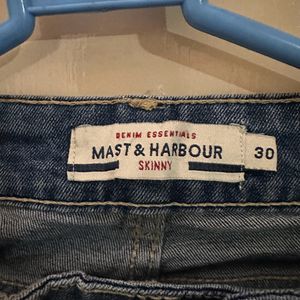 Mast & Harbour Men Navy Blue Jeans