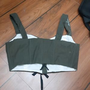 OLIVE GREEN DENIM CORSET TOP (FRONT LACE UP)