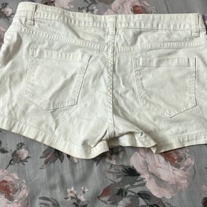 Mid Waist White Shorts