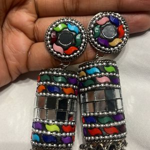 multicolor oxidised jhumka