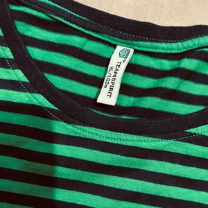 Women Watermelon Striped Fit Crew-Neck T-shirt