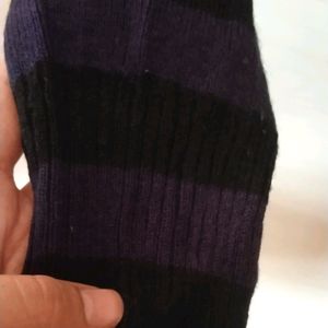 Korean Purple Black Strip Sweater