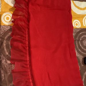 red ruffle saree very beautiful new condition