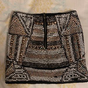 Black Sequinned Party Mini Skirt