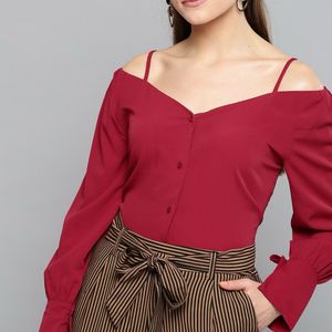 Maroon Offshoulder Top