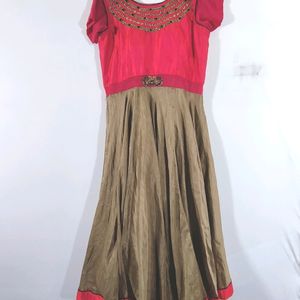 Women Red And Beige Gown