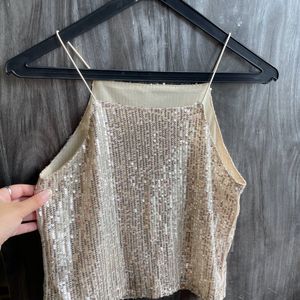 Gold Shinny Spaghetti Strap Top