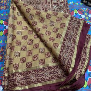 Pure Silk Gharchola Saree With Lagdi Pattaon Palla