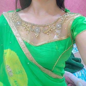 Pure Chiffon Green Heavy Saree