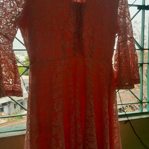 Net Dress with Bell Sleeves