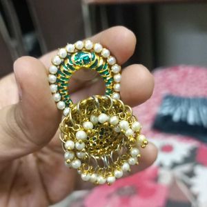 Green And Golden Ethnic Jhumka