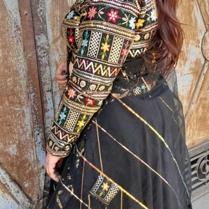 Black Lehnga With Multi Blouse