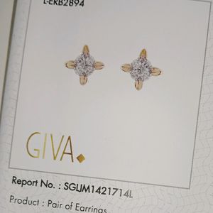 GIVA ..GOLD FLORAL BEAUTY DIAMOND STUD EARRINGS