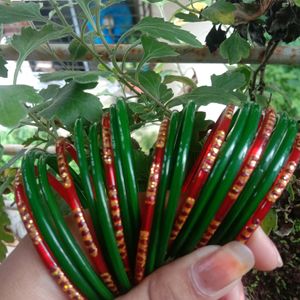 Green And Red Combination Bangles