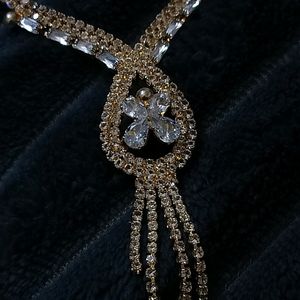 Double Layered Diamond Stone Necklace