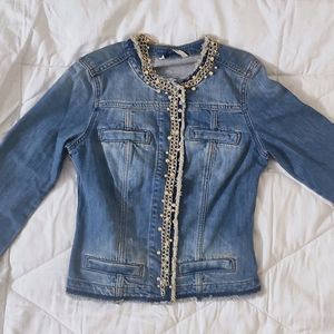 y2k beaded denim overcoat