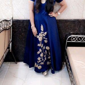 Blue Colored Silk Gown