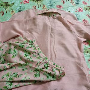 Pink Floral Kurta Set- L Size