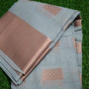 Copper Zari Soft Cotton Saree