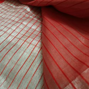 Red and White Checked Saree