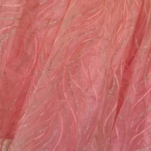 Peach Pink Wavy Gown For Girls