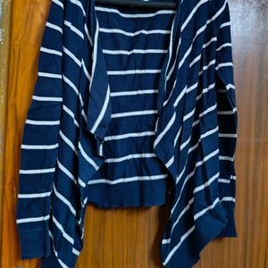 Navy Blue Striped Shrug