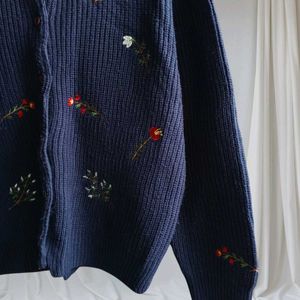 Navyblue Embroidered Cardigan