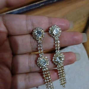 Silver Stone Earring With Golden Body