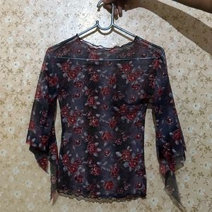 Floral Mesh Top